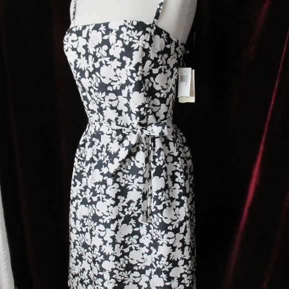 NEW NORDSTROM TABITHA b/w floral silk DRESS s12 - Picture 2 of 5